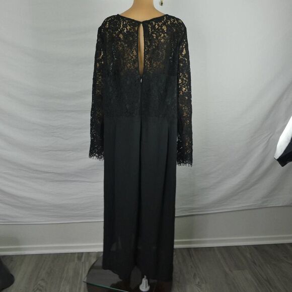 City Chic Elegant Lave Long Sleeve Dress Black Sweetheart Neck Lined Layered 26 - Picture 8 of 9